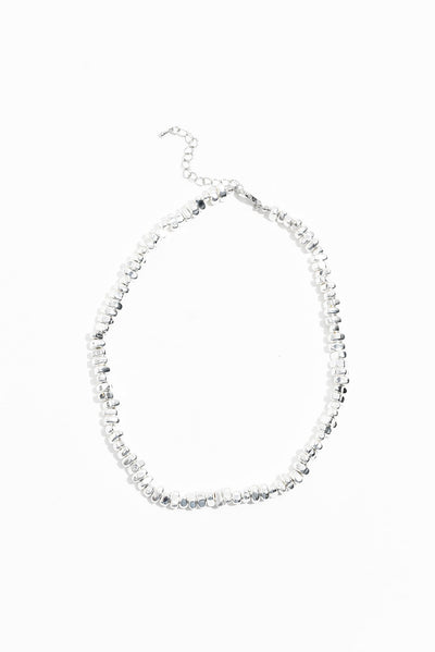 Steph Silver Beaded Necklace