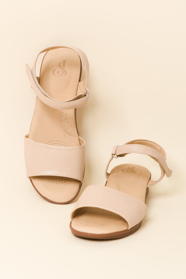 Swan Cream Leather Velcro Sandal
