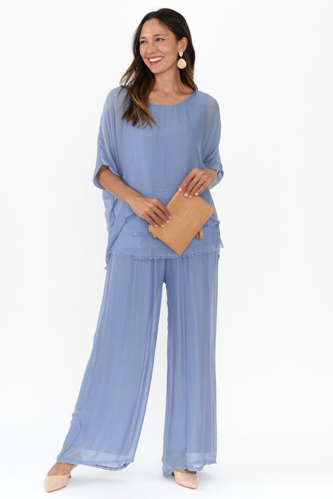 Margo Silk Trousers Butterfly Blue