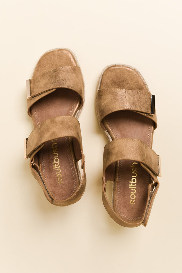 Teach Tan Espadrille Velcro Wedge image 5