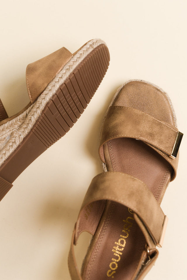Teach Tan Espadrille Velcro Wedge image 4
