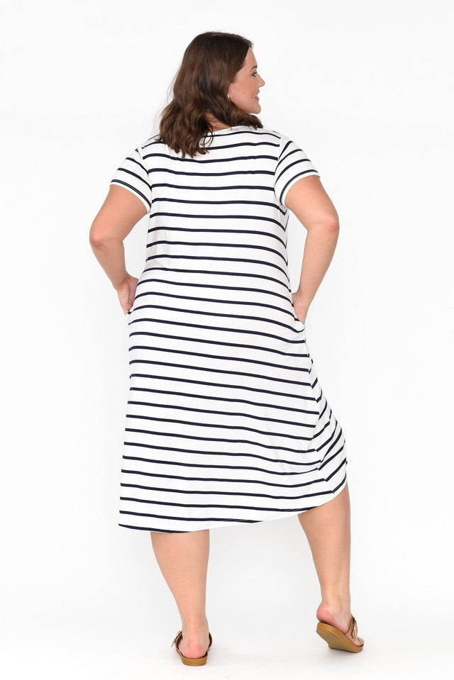 Tiffany White Stripe Bamboo Tee Dress banner image