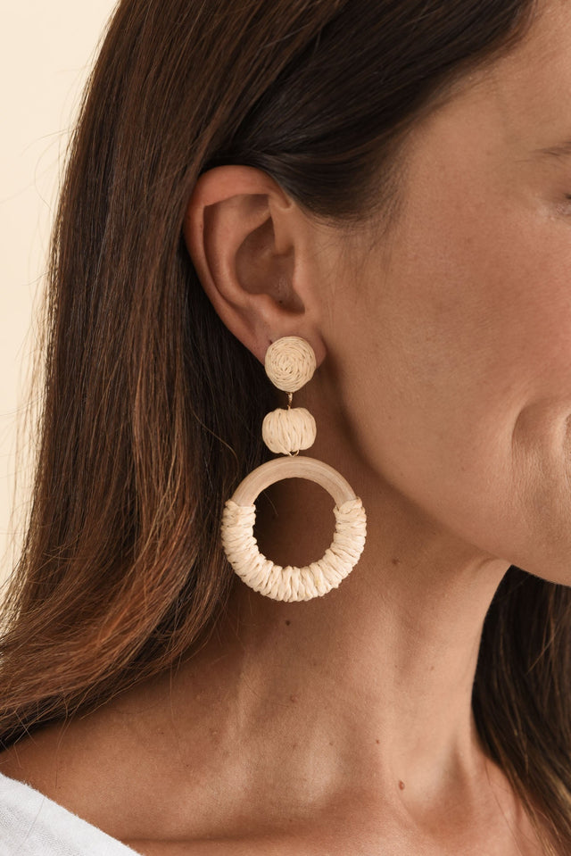 Tillie Natural Straw Drop Earrings image 2