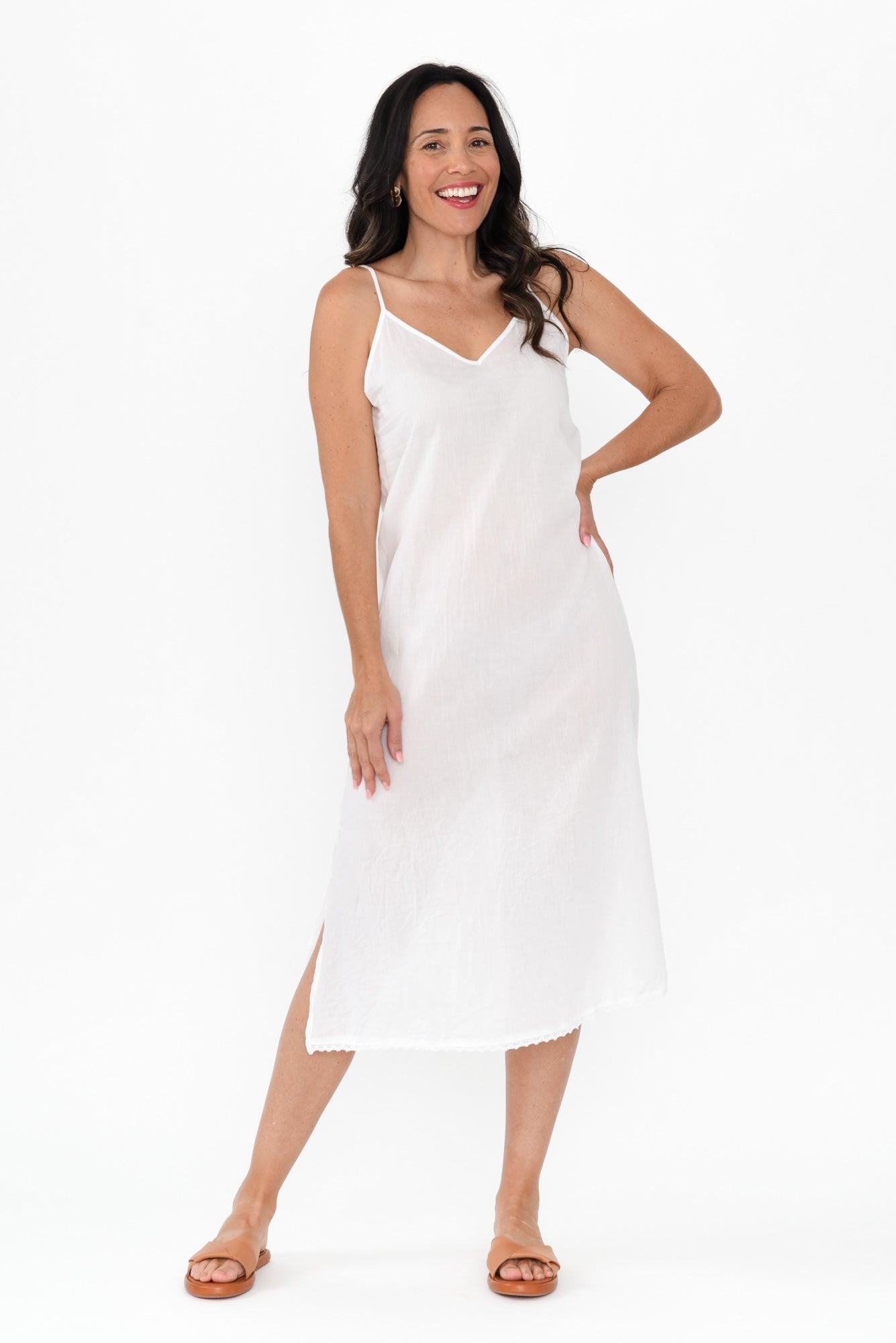 White Cotton Maxi Slip Dress - Blue Bungalow USA White Cotton Maxi Slip Dress - Blue Bungalow USA