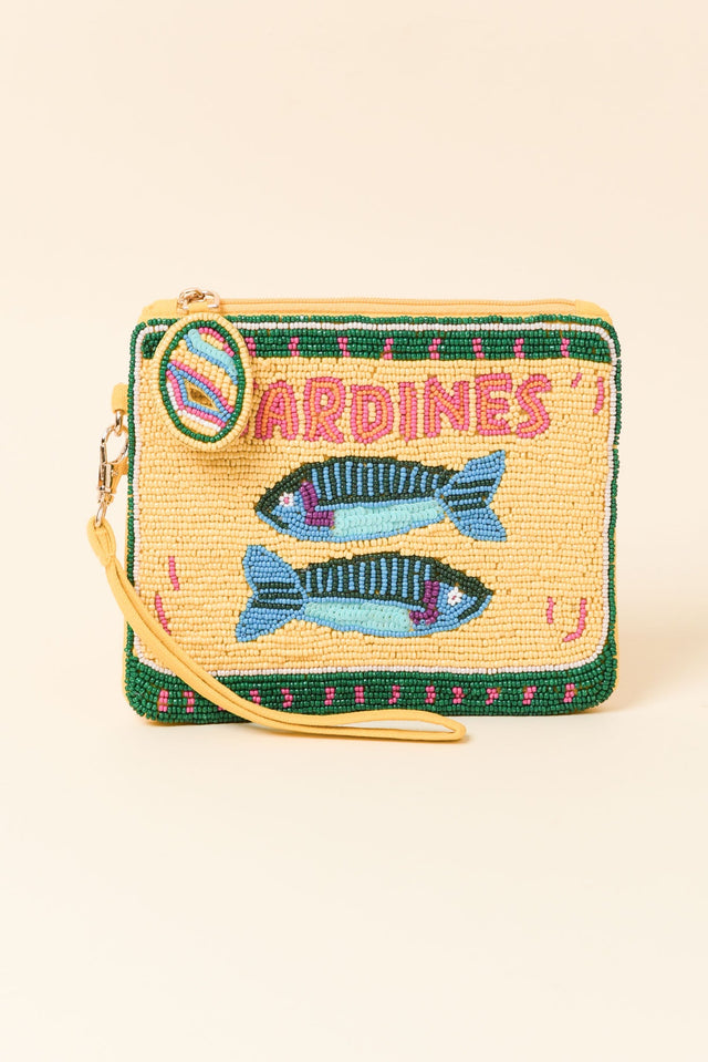 Yellow Sardines Beaded Clutch