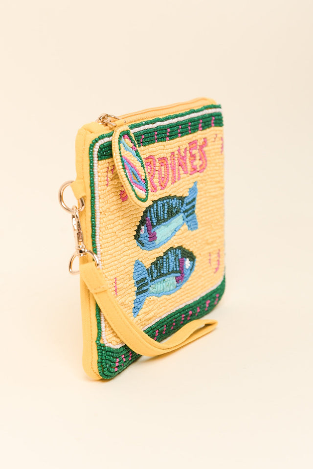 Yellow Sardines Beaded Clutch