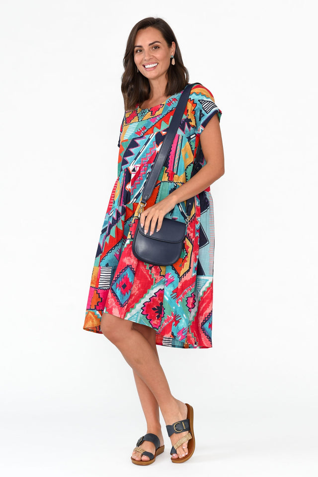 Zio Blue Abstract Organic Cotton Dress image 1